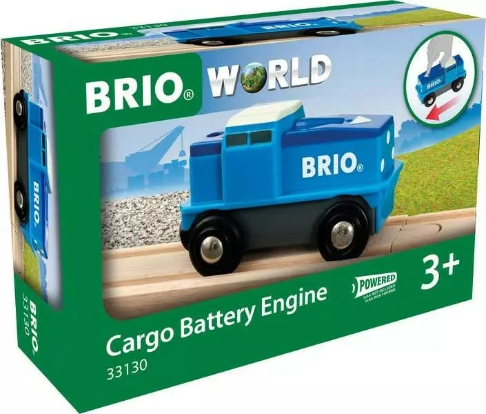 Tren lodër Brio 33130 Cargo Battery Engine, plastikë, blu e bardhë