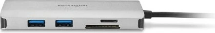 Hub USB-C Kensington UH1400p, 85W, i zi, argjendtë