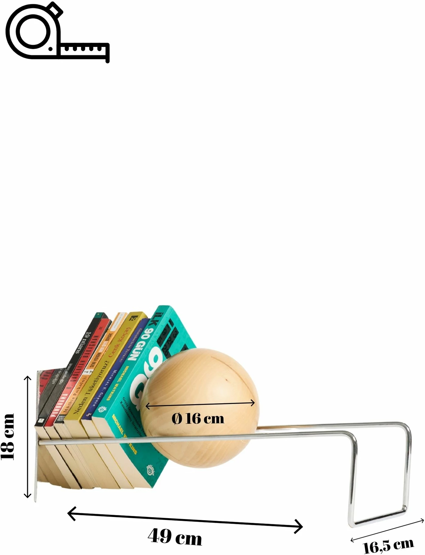 Mbajtëse librash Skye Decor, ngjyrë argjendi, top druri