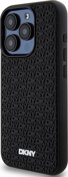 Mbështjellës DKNY 3D Rubber Repeat Pattern për iPhone 15 Pro Max, i zi