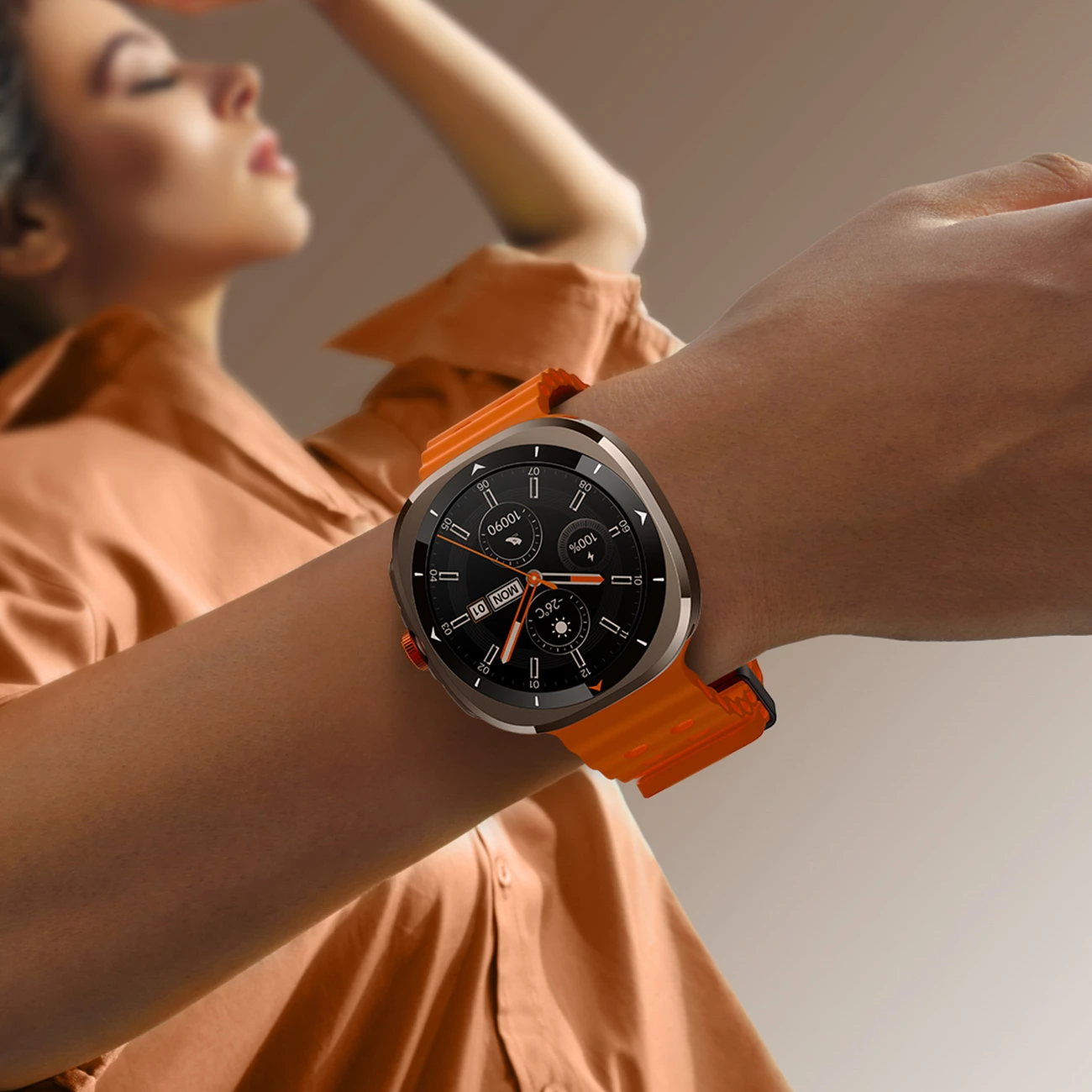Smartwatch, Joyroom JR-FV2, 1.43" AMOLED 466×466 1000 nits, Bluetooth 5.4, IP68, bateri 300 mAh, me pranim thirrjesh, portokalli