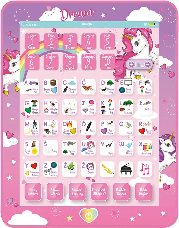 Tablet edukativ Lexibook Unicorn JCPAD002UNIi17, për fëmijë, rozë