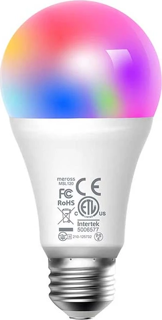 Llambë LED smart, Meross, MSL120HK-EU, E27, Wi‑Fi, 810 lm, 2700–6500K, kompatibile me HomeKit/Alexa/Google, RGBW
