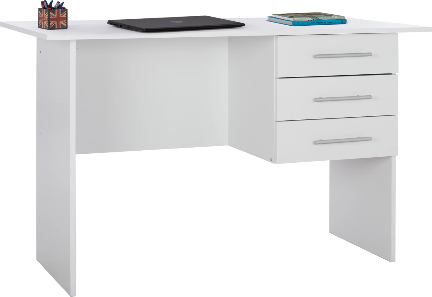 Tavolinë zyre me tre sirtarë, ngjyrë e bardhë, FH2029.05, 120x60x76 cm