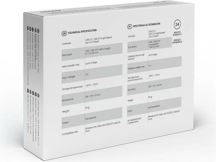 Kasë e jashtme Savio AK-66 për HDD/SSD 2.5", USB 3.0, Transparent