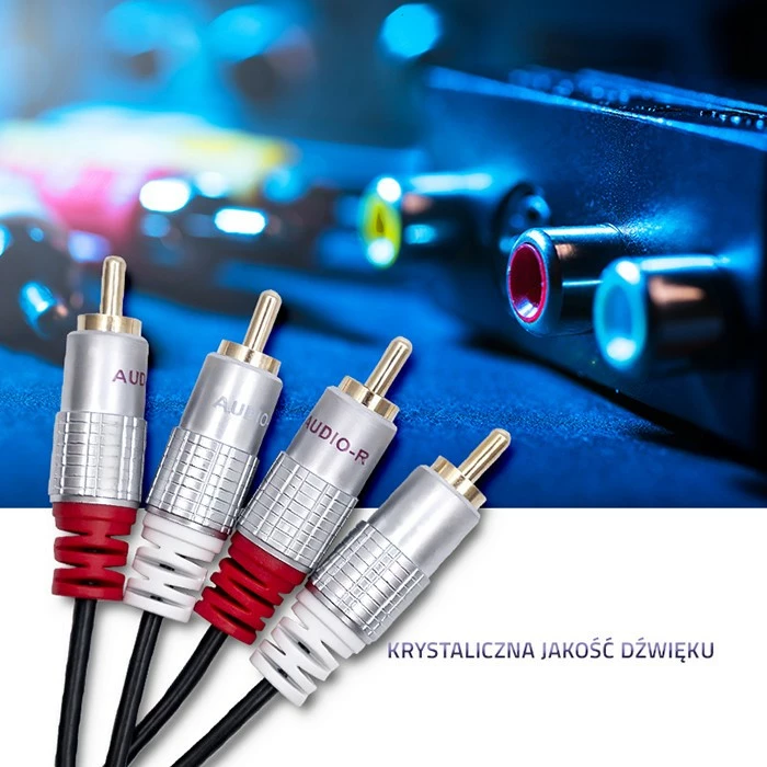 Kabllo audio Qoltec 2xRCA mashkull në 2xRCA mashkull, 2m, e zezë