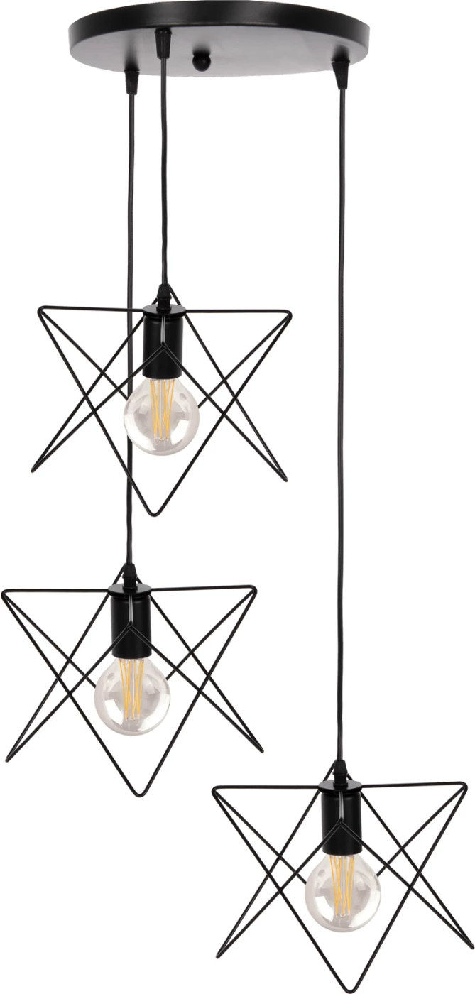 Llambë varëse tavani, FH4076, 3-drita, metal i zi, Φ23x122Hcm