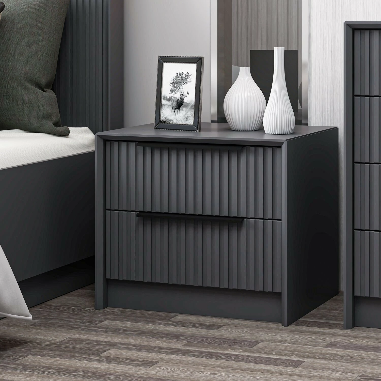 Komodinë nate Hanah Home, Kale Luxe Soft, anthracite, 4799