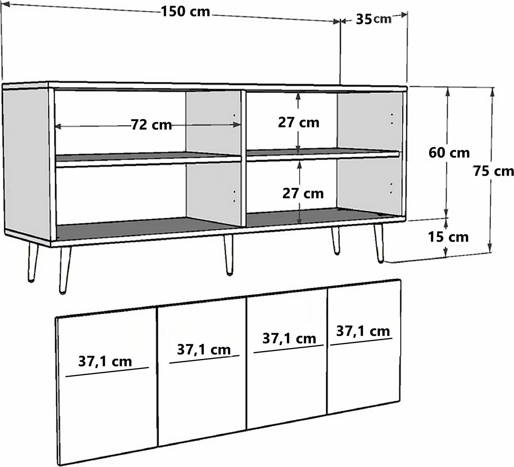 Konsolë Skye Decor Dome KB150, antracit, ar