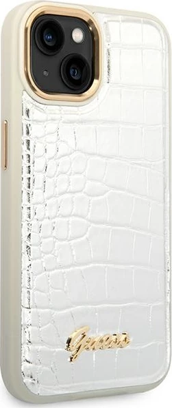Mbështjellës Guess Croco Collection për iPhone 14 6.1", argjendtë