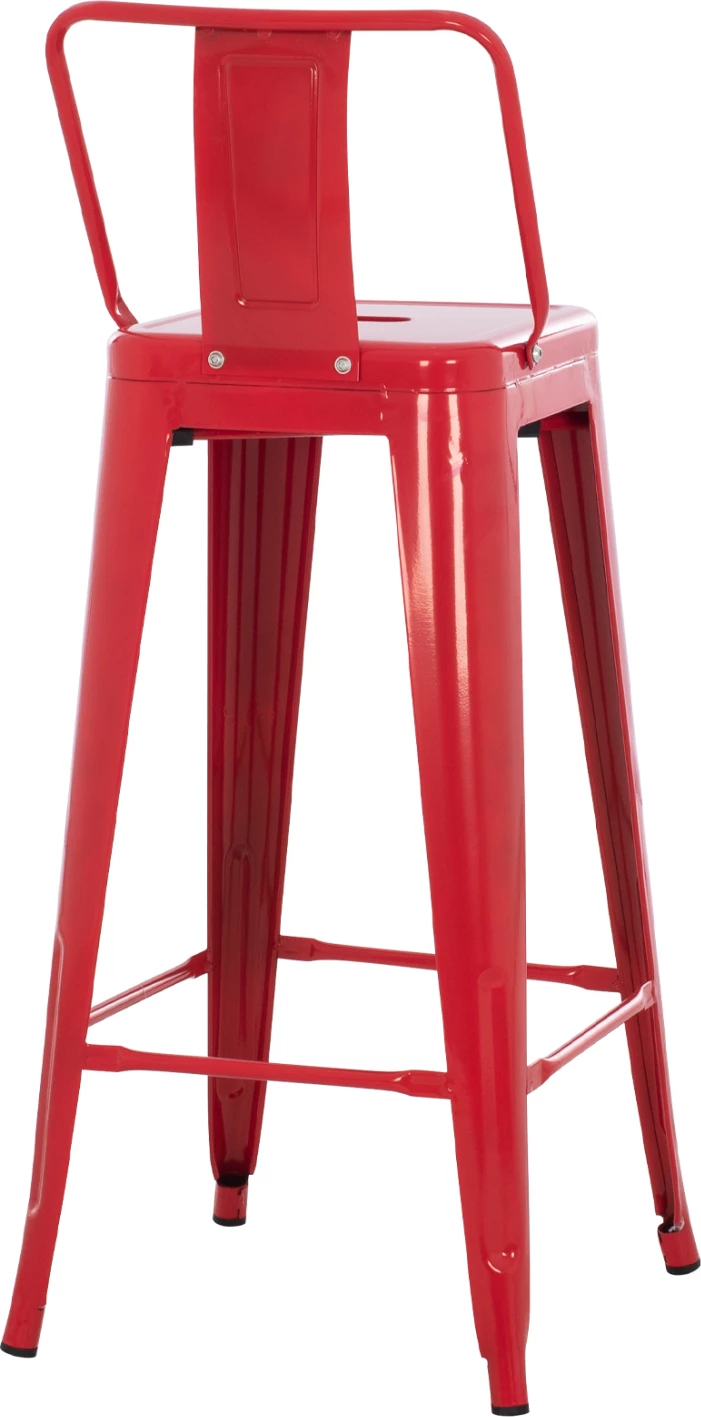 Karrige për bar metalike Melita me shpinë, ngjyrë e kuqe, FH8643.04, 43x43x100 cm