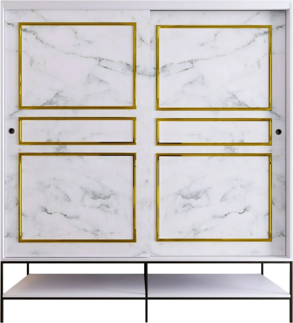 Dollap Skye Decor, Martin 190, bardhë, zi, ar