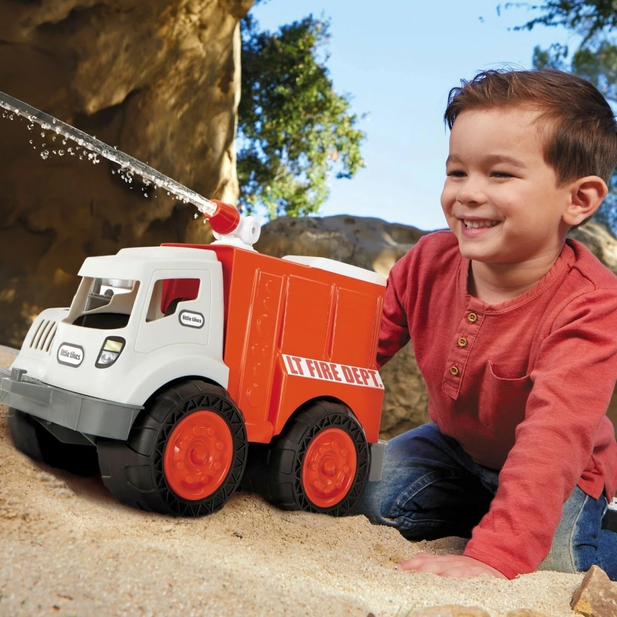 Kamion zjarrfikës lodër Little Tikes Dirt Diggers, për fëmijë, Kuq/Bardhë