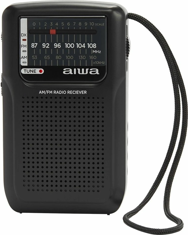 Radio portative AM/FM Aiwa RS-33, tunim analog ETS, altoparlant i integrum, dalje 3.5mm, me 2x AA, e zezë, set me kufje dhe këllëf