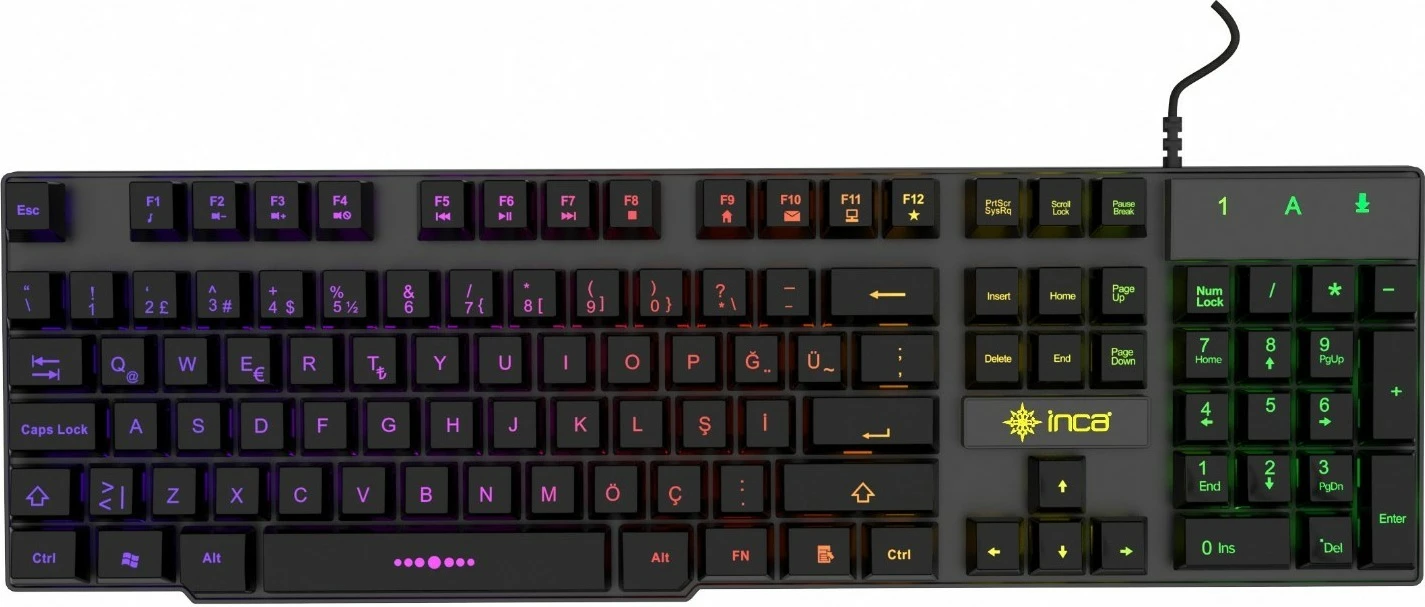 Tastierë gaming Incase IKG-446 Regenbogen, mekanike, RGB, QWERTZ, e zezë
