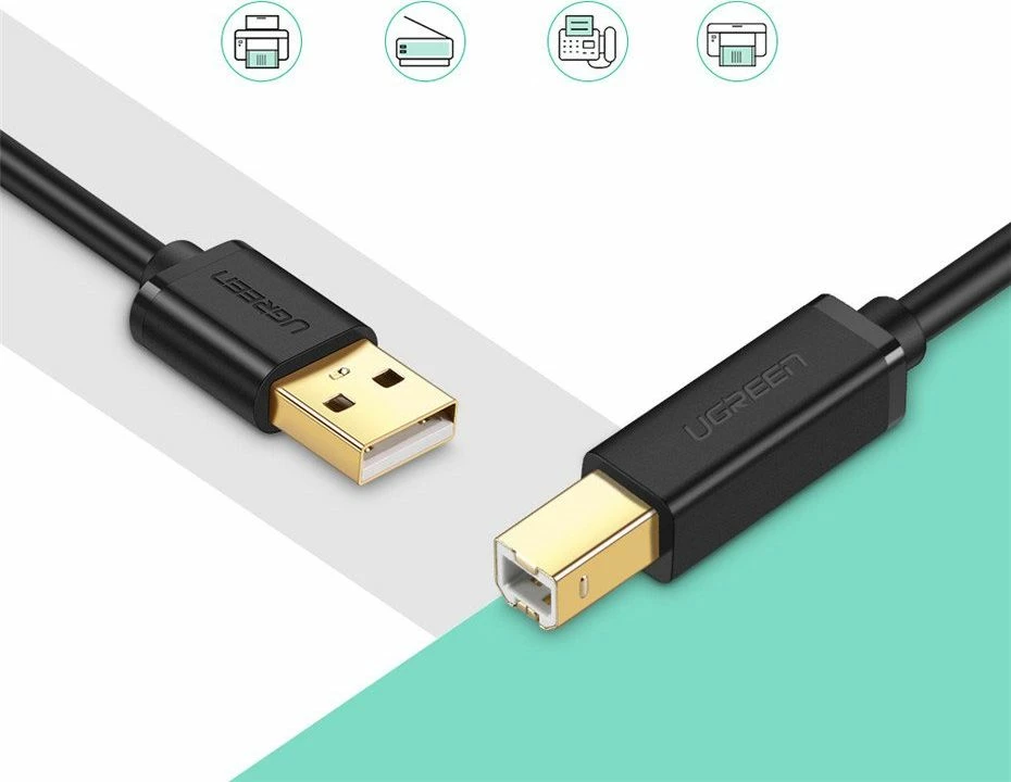 Kabllo USB Ugreen 10351 USB-A në USB-B 3 m USB 2.0 e zezë