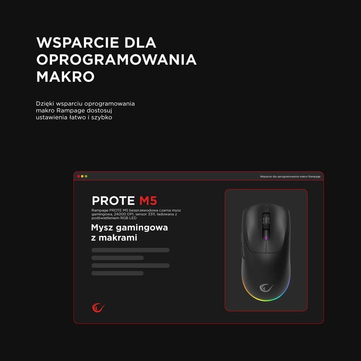 Maus Rampage Prote M5, 24000 DPI, RGB LED, 1kHz, i zi