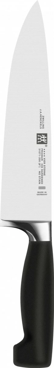 Set thika Zwilling Four Star, 4 copë, çelik karboni, dorezë e zezë, me bllok druri