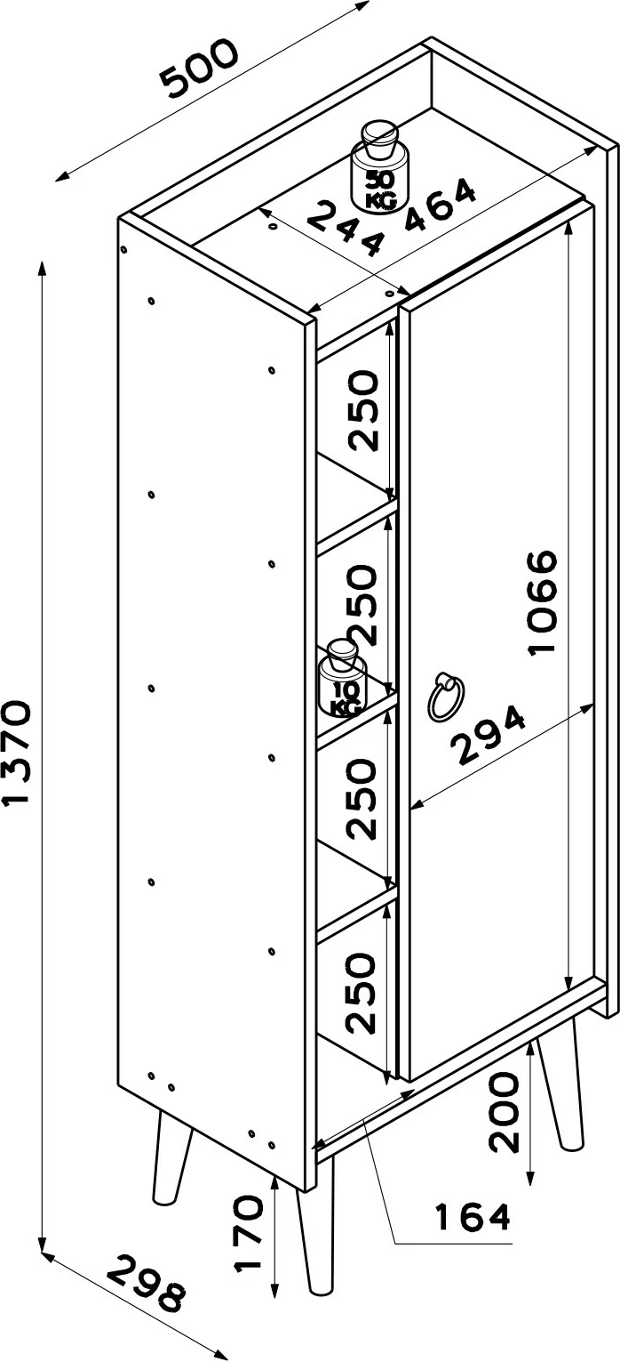 Dollap shumëpërdorimësh Hanah Home, Lagomood Ruby - lisi, e bardhë