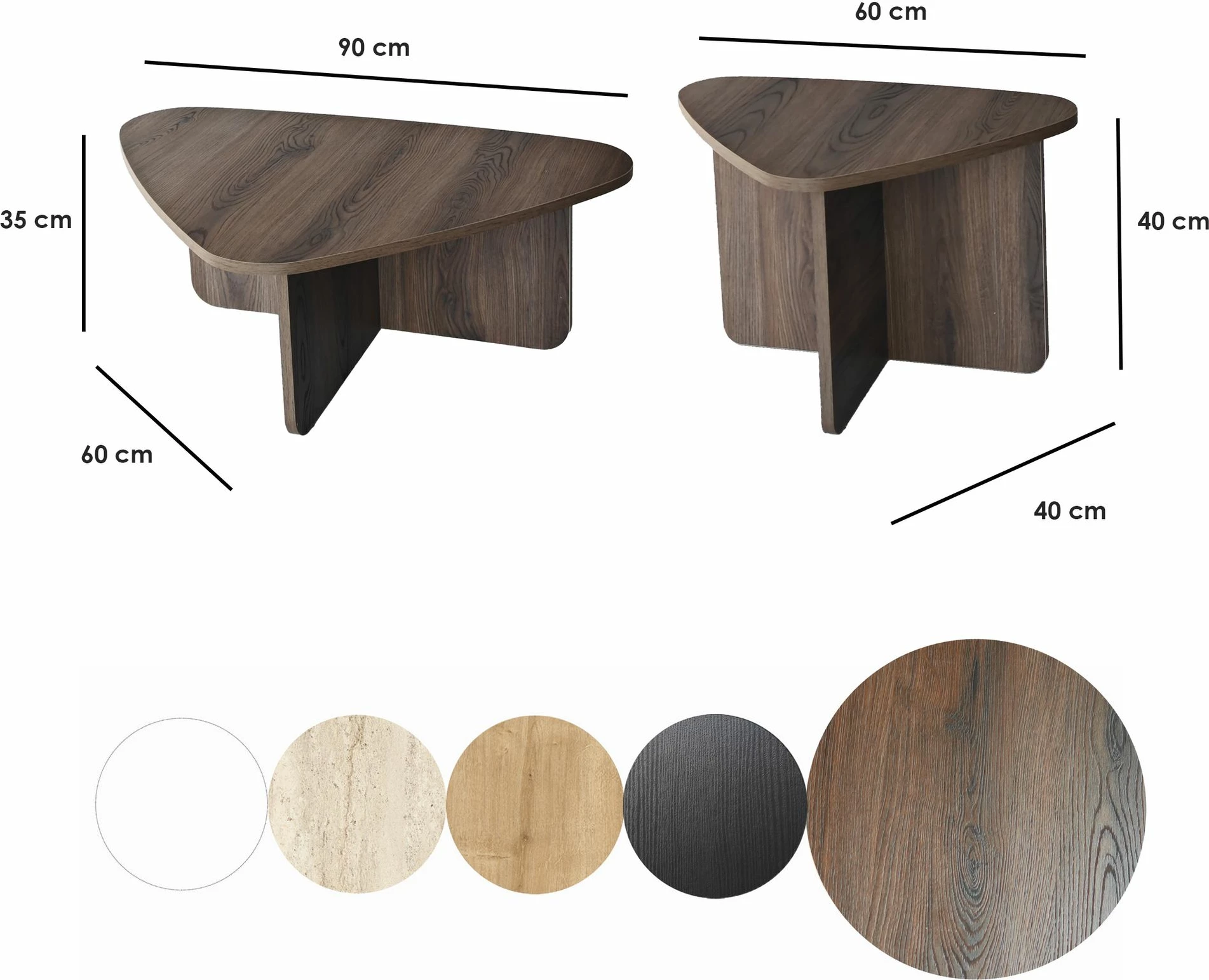 Set tavolinash kafeje Hanah Home, Ballare, ngjyrë arre