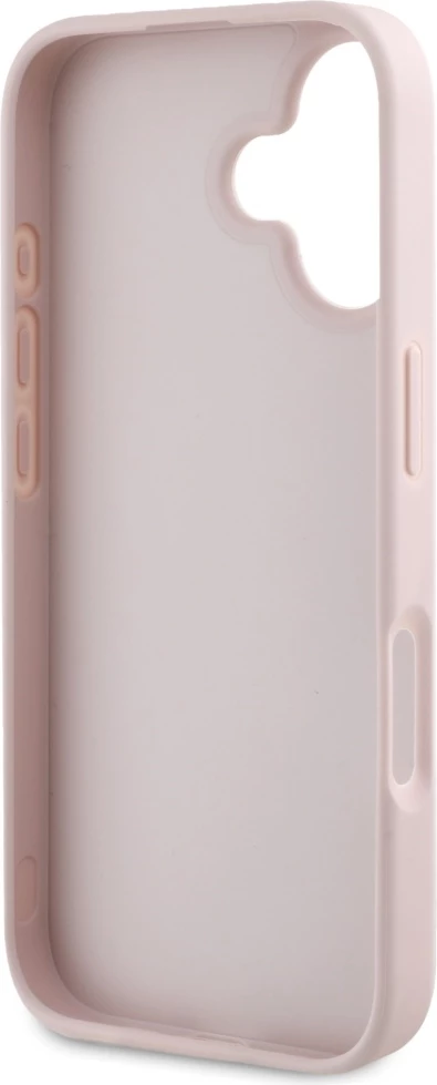 Mbështjellës Guess Hot Stamp 4G Pattern Triangle Metal Logo për iPhone 16, Rozë