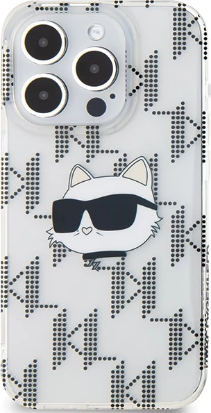 Mbështjellës Karl Lagerfeld IML Choupette Head & Monogram për iPhone 15 Pro, Transparent