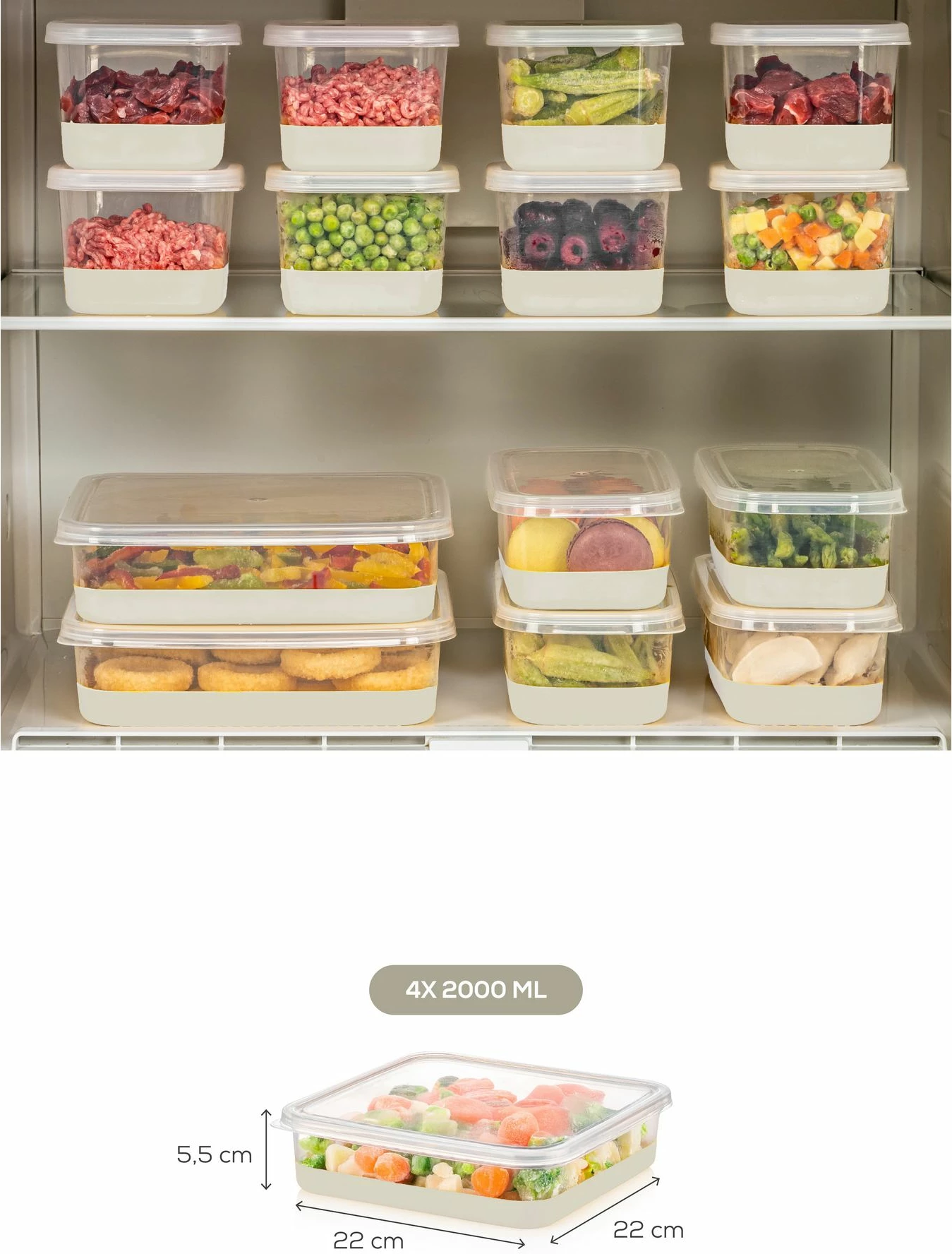 Set organizues për frigorifer (4 copë), Hermia, 4C, ngjyrë gri