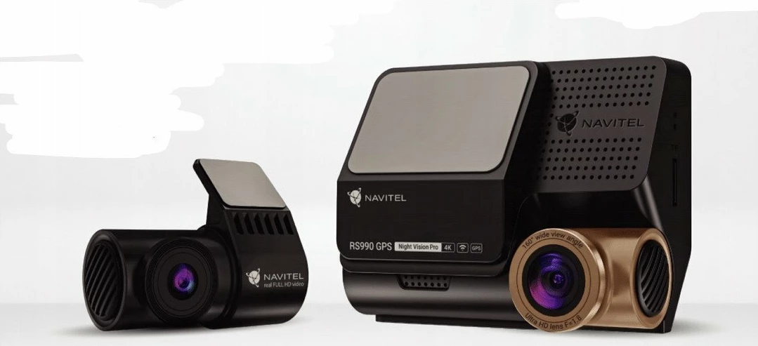 Kamerë për veturë Navitel RS990 4K GPS, set front+prapa me Wi‑Fi/ADAS, e zezë/ari