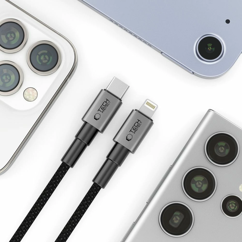 Kabllo Tech-Protect Ultraboost DNA USB-C në Lightning, 25cm, Gri