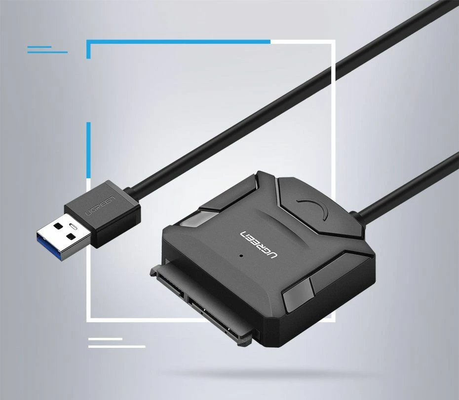 Adapter USB 3.0 në SATA Ugreen Pocket për disqe 2.5\"/3.5\" deri 4TB, i zi