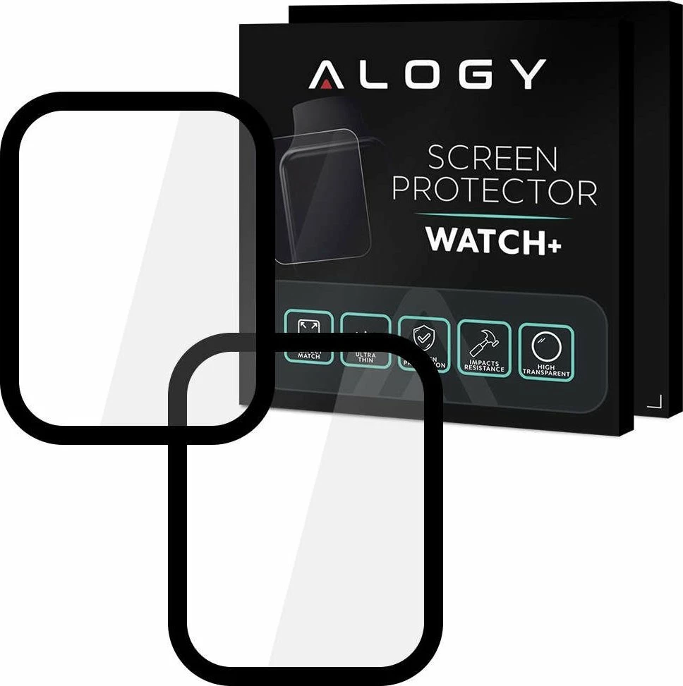 Mbrojtës ekrani Alogy Full Glue 3D Glass fleksibël për Xiaomi Mi Watch (China) 2 copë, kornizë e zezë