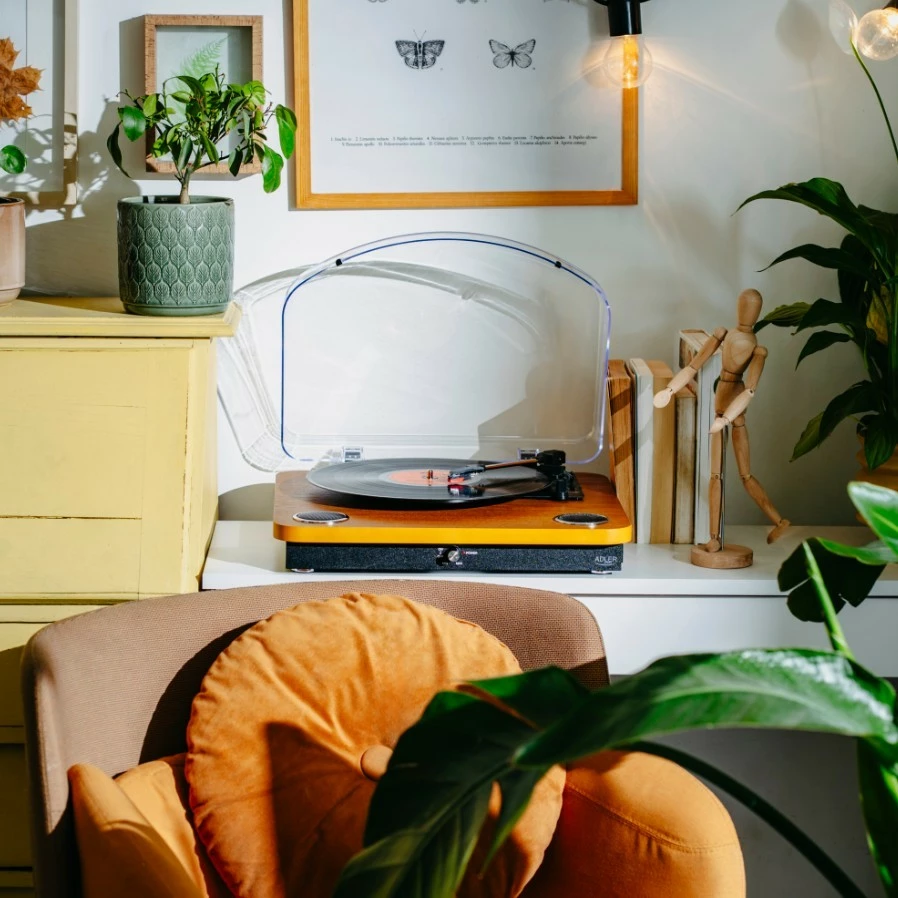 Gramafon Adler AD1914Wood me Bluetooth, USB, ngjyrë dru