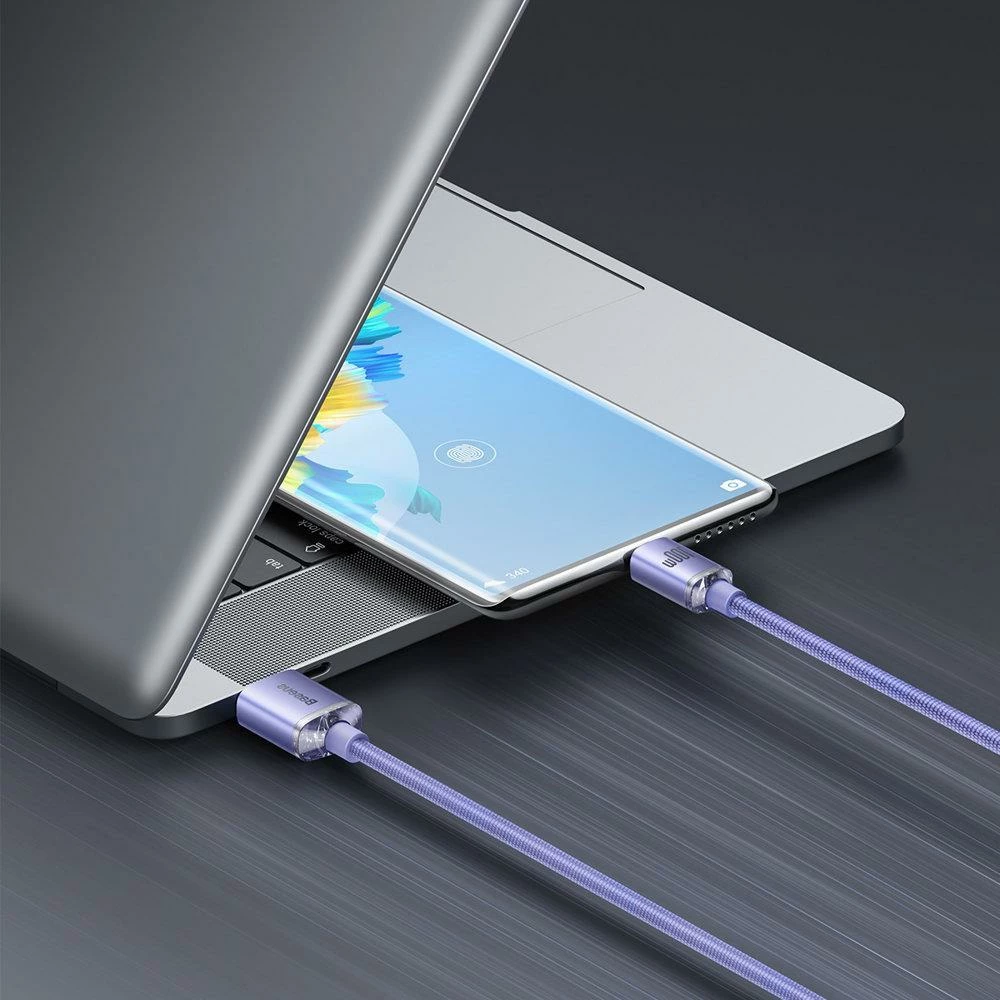 Kabllo USB-A në USB-C Baseus Crystal Shine CAJY000505 2 m 100 W, vjollcë