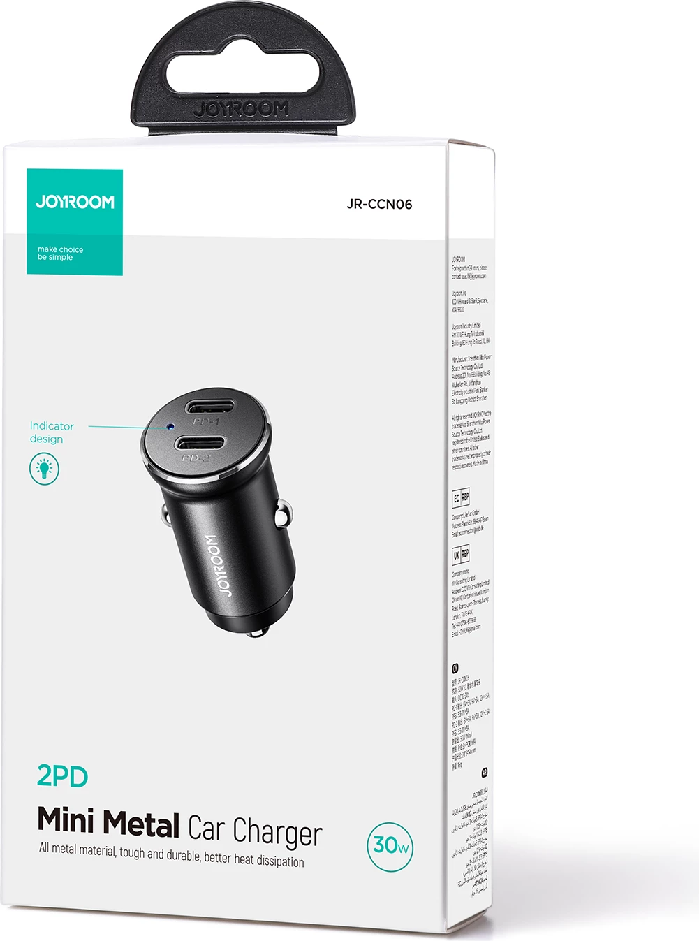 Karikues veture Joyroom JR-CCN06, 2x USB-C, 30W, metal, zi