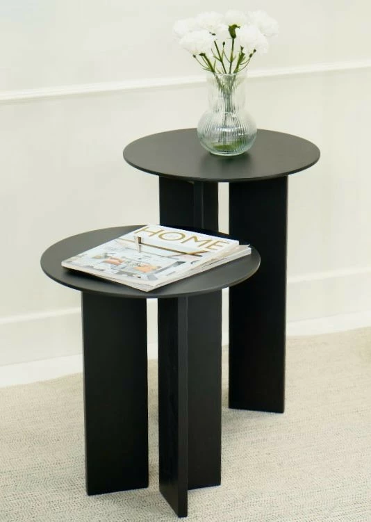 Set tavolinash kafeje Skye Decor, Leo (55 + 45), ngjyrë e zezë