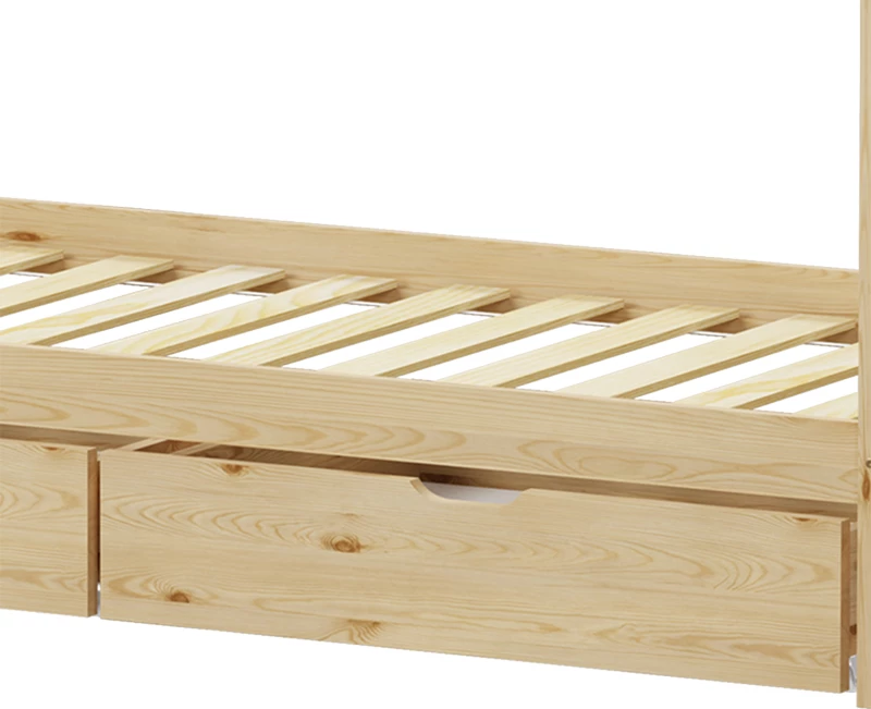 Krevat për fëmijë Mellin Montessori me 2 sirtarë, dru pishe, ngjyrë natyrale, 90x190cm