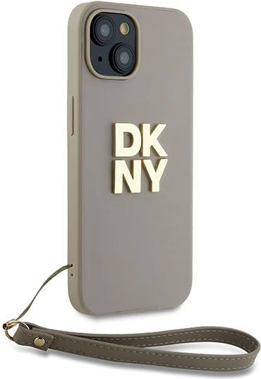 Mbështjellës DKNY Wrist Strap Stock Logo për iPhone 15/14/13, bezhë