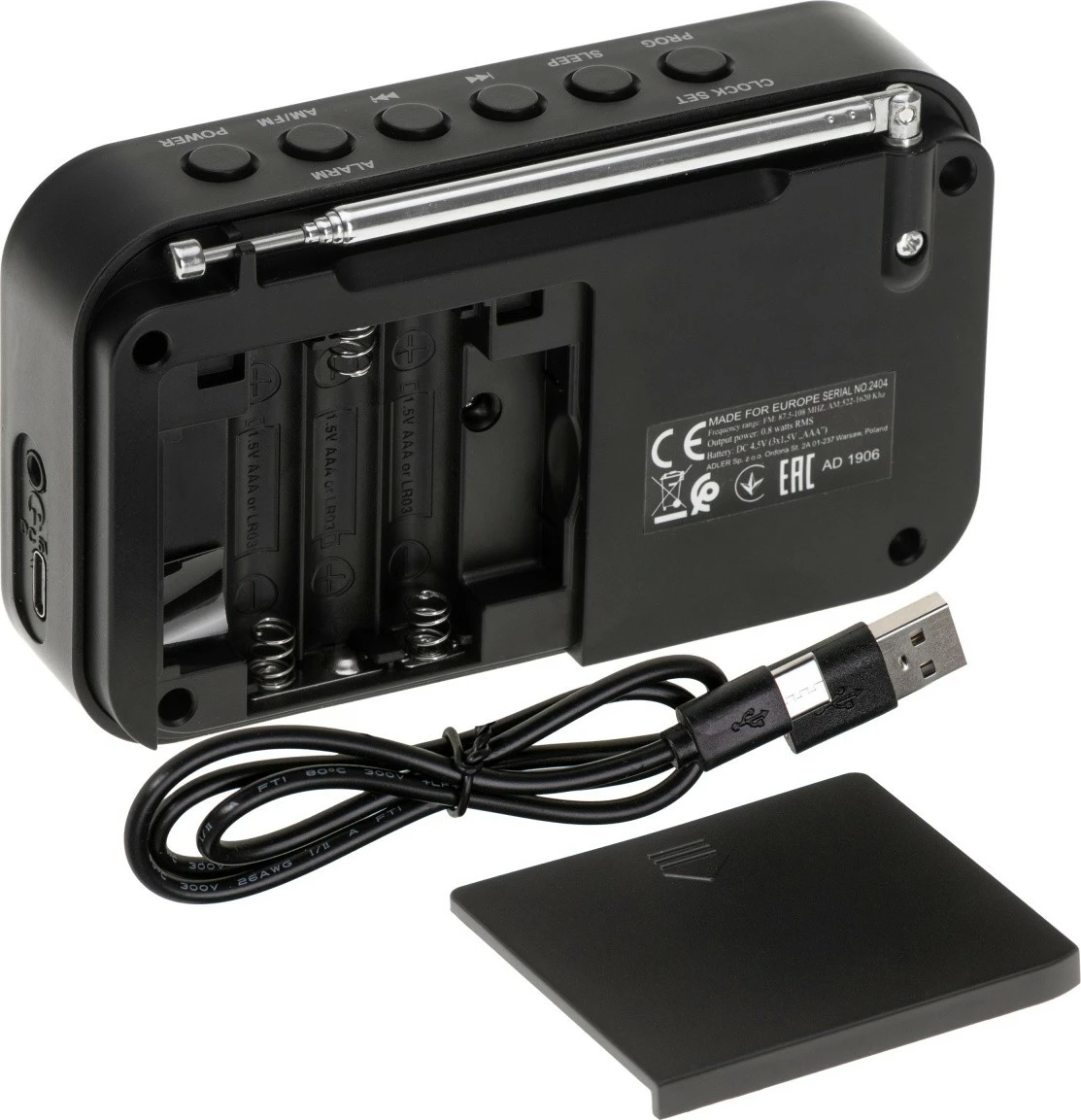 Radio digjitale Adler AD1906, PLL AM/FM, e zezë