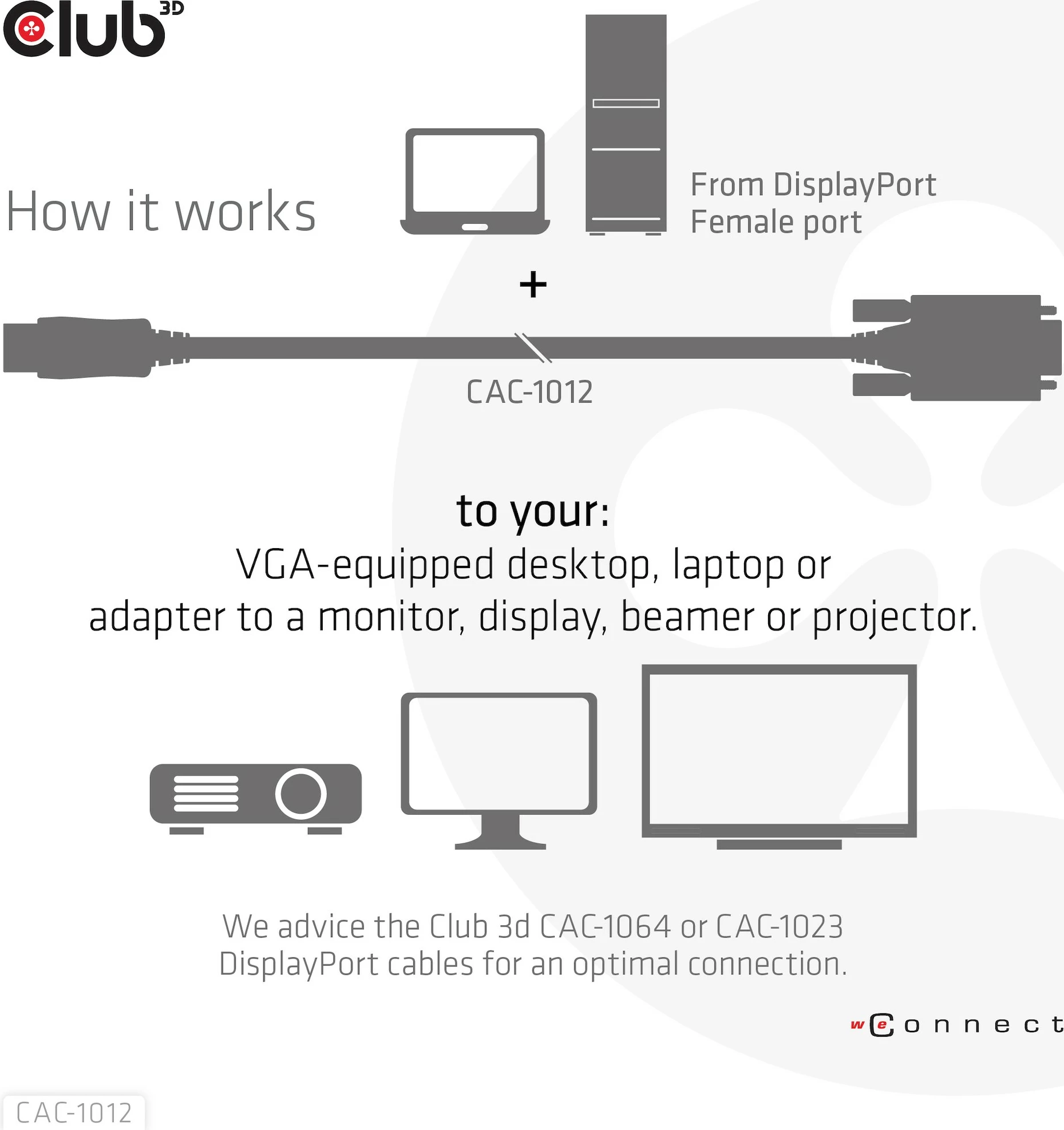 Kabllo DisplayPort në VGA Club3D 2m, e zezë