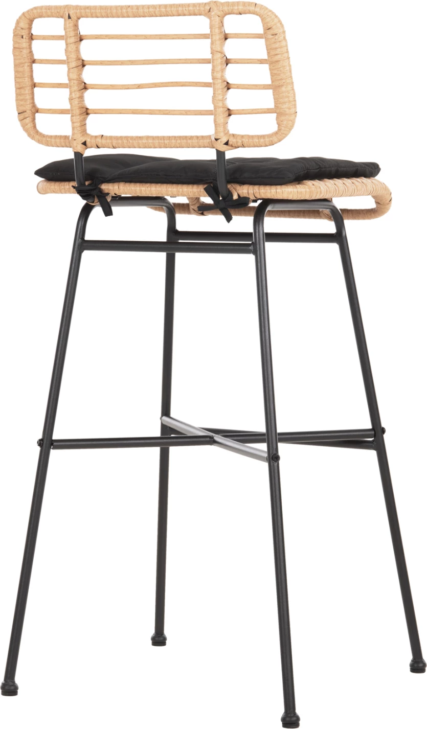 Karrige për bar me vend të lartë ALLEGRA FH5708.11 metalike & jastëk në ngjyrë të zezë-bezhë, 48x49x99,5H cm