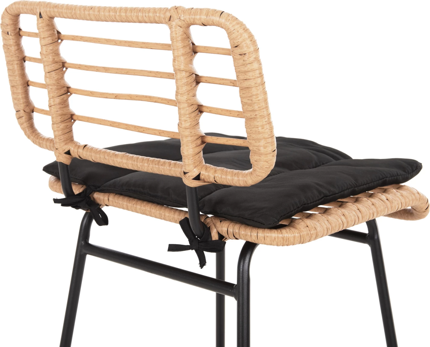 Karrige për bar me vend të lartë ALLEGRA FH5708.11 metalike & jastëk në ngjyrë të zezë-bezhë, 48x49x99,5H cm