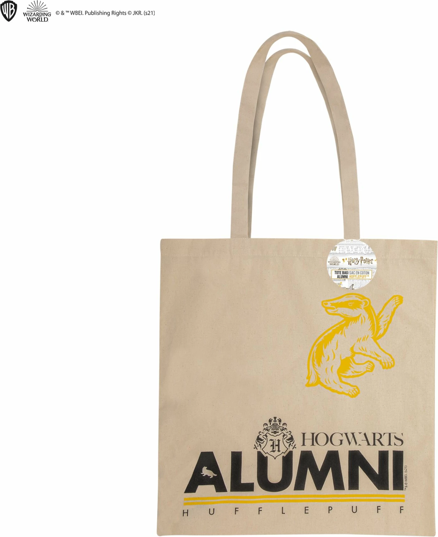 Çantë tote Cinereplicas Harry Potter Alumni Hufflepuff 41×38 cm, krem