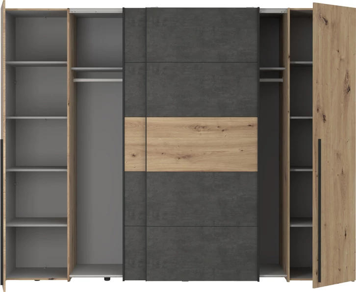 Dollap me 4 dyer Verzo, ngjyrë lisi-antracit, 270.5x61.5x210.5cm