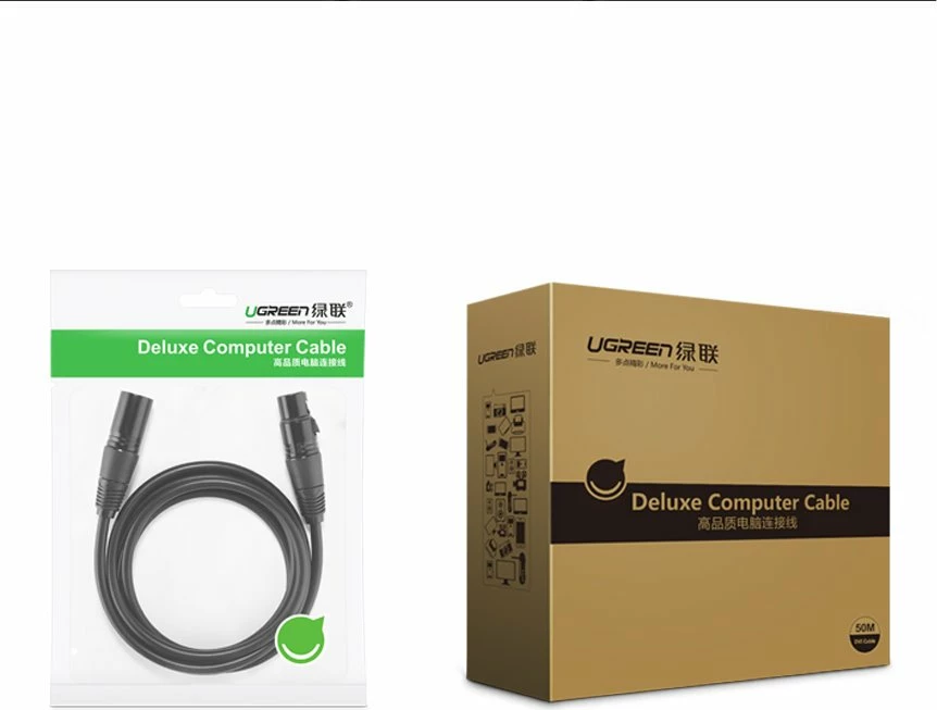 Kabllo audio Ugreen AV130 66717, XLR (femër) në XLR (mashkull), 2m, e zezë