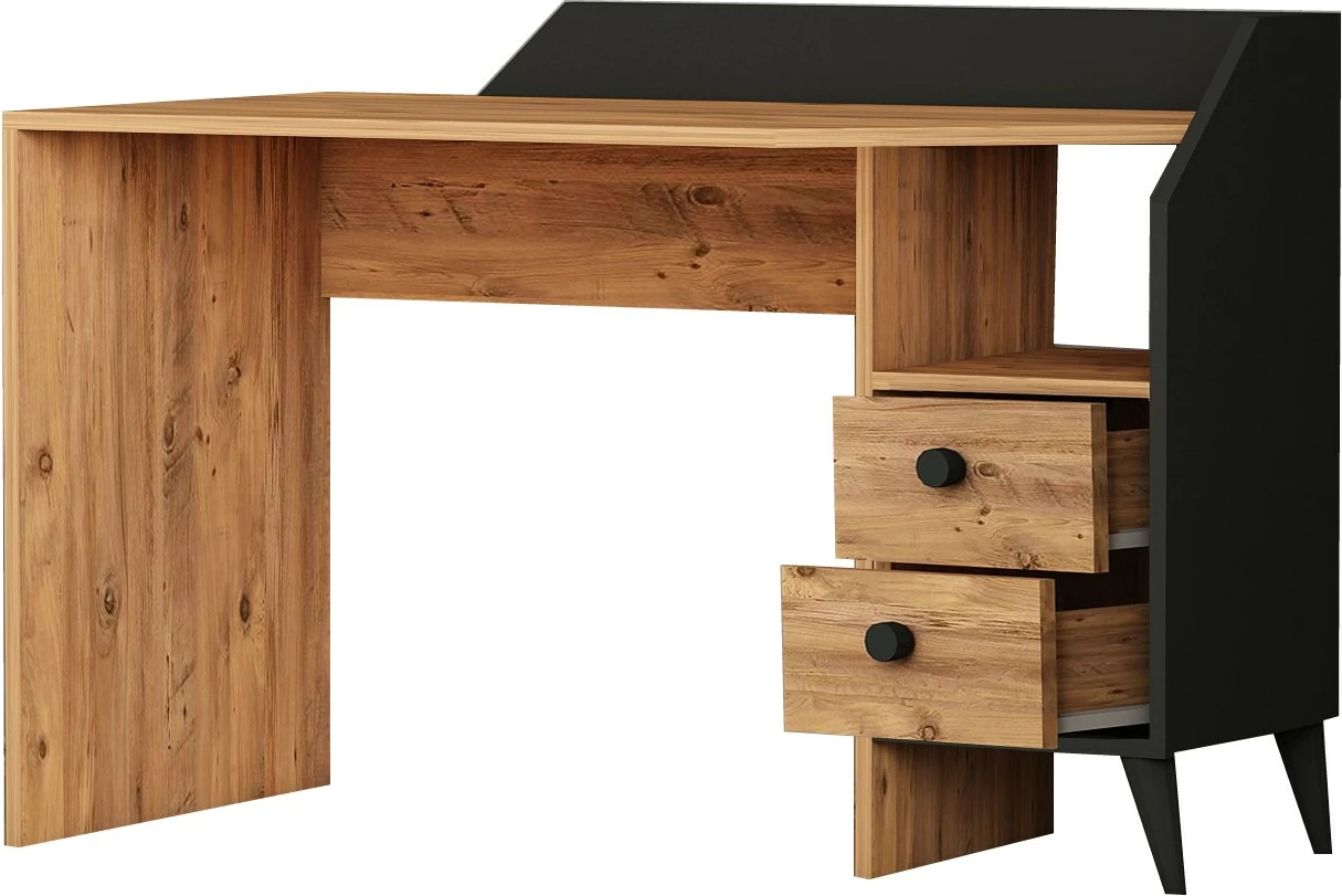 Tavolinë studimi Hanah Home, Star, ngjyrë Atlantic Pine dhe e zezë