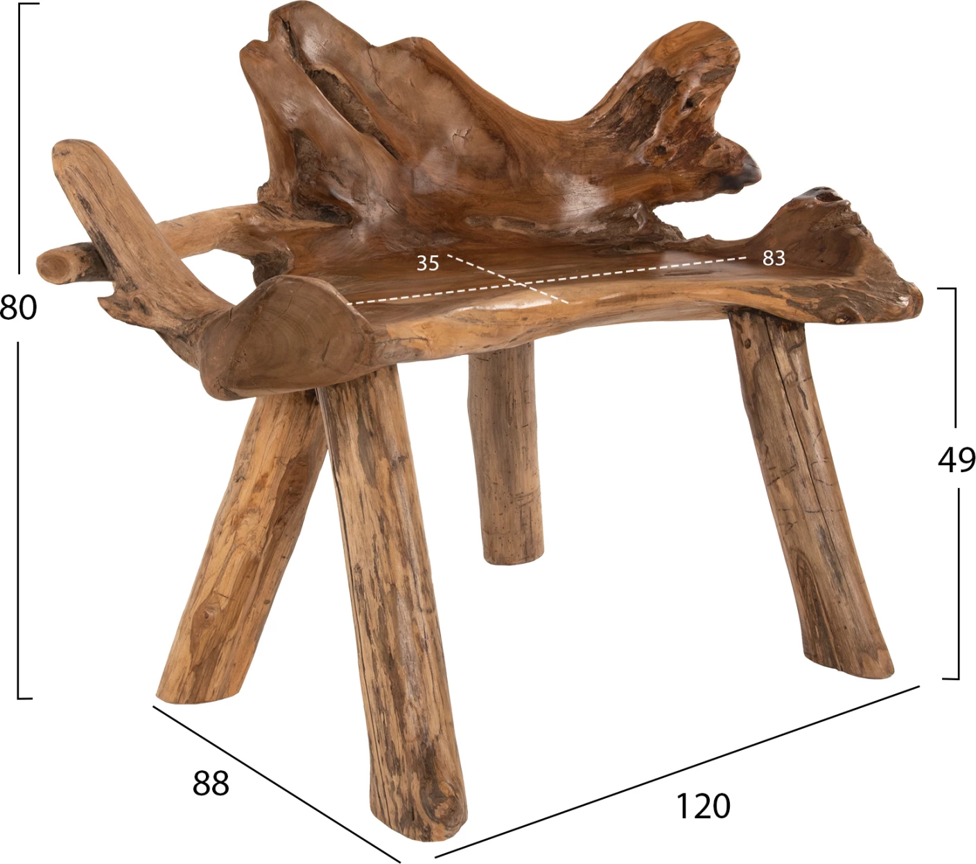 Stol FH9348 dru tik ngjyrë natyrale 120x88x80 cm