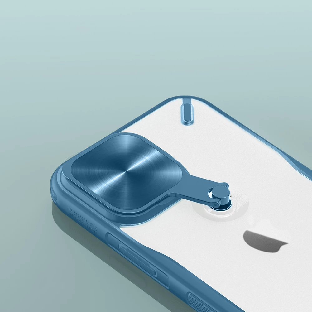 Mbështjellës Nillkin Cyclops Case për iPhone 13 Pro, me kapak kamere dhe qëndrim, i zi