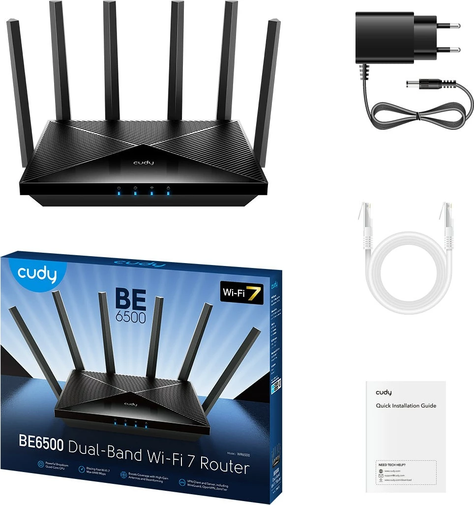 Router Wi‑Fi 7 dual-band Cudy WR6500H BE6500 6.5 Gb/s 2.5G WAN 4x GbE Mesh zi