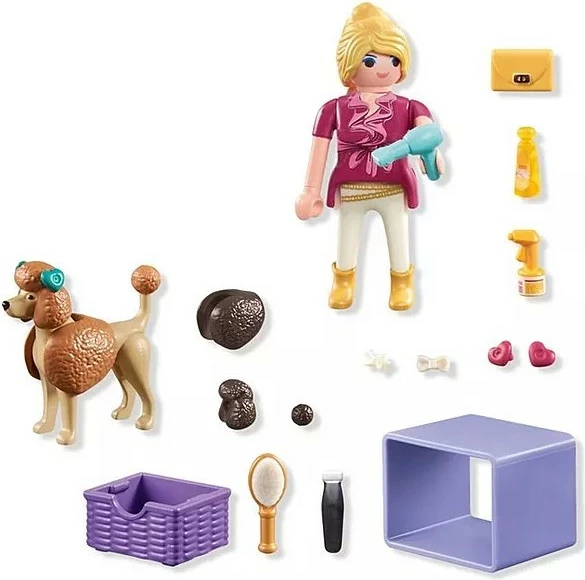 Set lodrash Playmobil My Life 71747 me figurina dhe aksesorë për kujdesin e qenit pudel