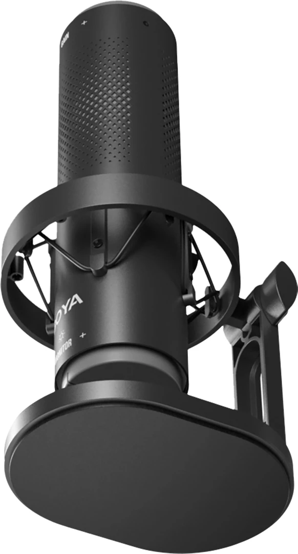 Mikrofon BOYA K9 me kabllo USB-C, 48 kHz 24-bit, RGB, me stendë tavoline dhe pop filter, i zi